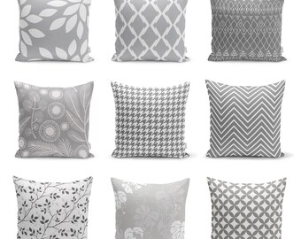 Gray Geometric Velvet Pillow Cover: Modern Home Decor