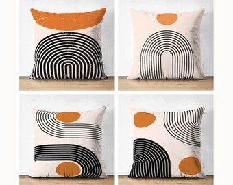 Abstract Throw Pillow Cover, Black Striped Pillow Case, Boho Cushion Cover, Abstract Home Decor, Modern Sofa Pillow