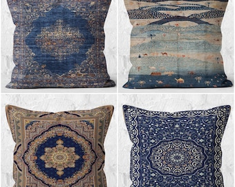 Vintage Turkish Kilim Pattern, Velvet Pillow Cover, Ethnic Tribal Decor