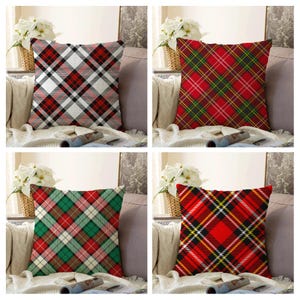 Plaid Christmas Pillow Cover: Tartan Farmhouse Decor