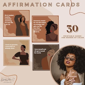 Affirmationskarten für Women of Color, für Bougie-Mädchen, afroamerikanische Frauen, braune Mädchen, Frauen Empowerment Karten, Boho Affirmationskarten