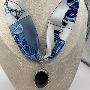 Scarf necklace Horse Scarf necklace silver laborite pendant Gemstone pendant charm jewelry Boho beach jewelry charm Bandana horse jewelry