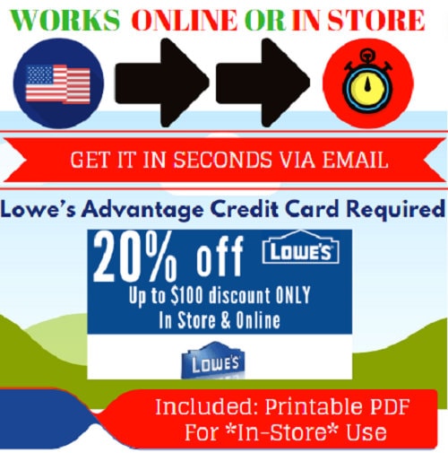 ONE 1X 20 off Lowe's Printable Online/instore Coupon Expires 03/07