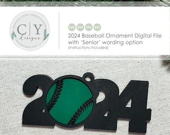 Baseball Ornament 2024 SVG, Digital File, Laser File