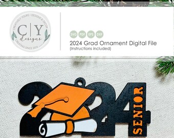 Ornamento classe 2024 SVG, file digitale, file laser