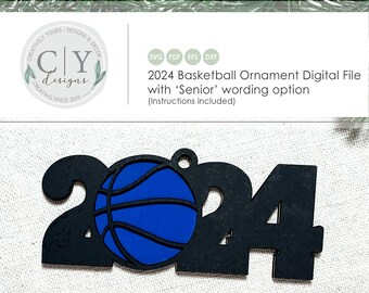 Basketball Ornament 2024 SVG, Digital File, Laser File