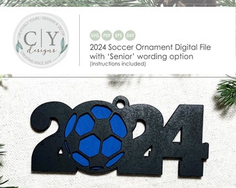 Soccer Ornament 2024 SVG, Digital File, Laser File