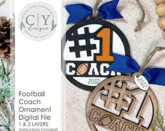 Football Coach Ornament File, SVG Digital File, Laser File