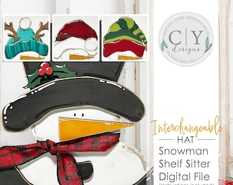 Interchangeable Snowman Set, Shelf Sitter, SVG, Digital File, Laser File