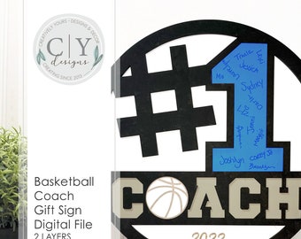Basketball Coach Autograph Sign, SVG Digital File, Laser File