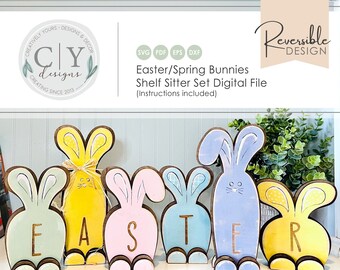 Conejito SVG, Letrero de Pascua reversible, Estantería, Archivo digital, Archivo láser