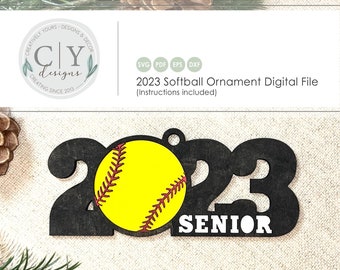 Softball Ornament 2023 SVG, Digital File, Laser File