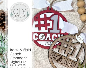 Track & Field Coach Ornament File, SVG Digital File, Laser File