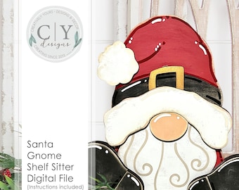 Santa Gnome Shelf Sitter SVG, Digital File, Laser File