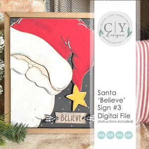Santa Believe Placa de Natal SVG, Arquivo Digital, Arquivo Laser