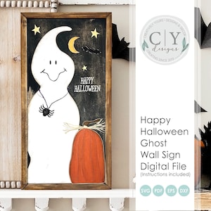 Signe fantôme d'Halloween SVG, fichier numérique, fichier laser