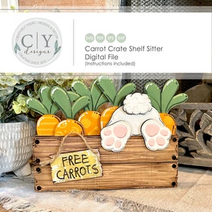 Archivo de Carrot Patch Shelf Sitter, SVG de conejito de Pascua, Shelf Sitter, archivo digital, archivo láser
