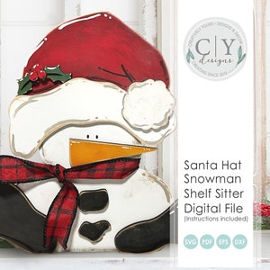 Snowman Santa Hat Shelf Sitter SVG, Digital File, Laser File