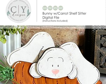 Conejito en estantería SVG, archivo digital de Pascua, archivo láser