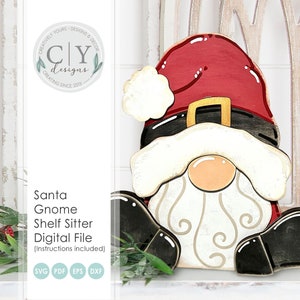 Santa Gnome Shelf Sitter SVG, Digital File, Laser File