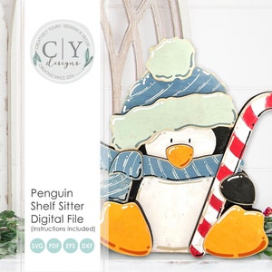 Penguin Shelf Sitter SVG, plik cyfrowy, plik laserowy