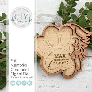 Pet Memorial Ornament SVG, Digital File, Laser File
