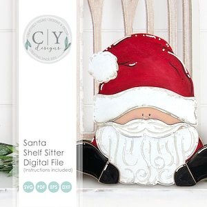 Santa Shelf Sitter SVG, Digital File, Laser File