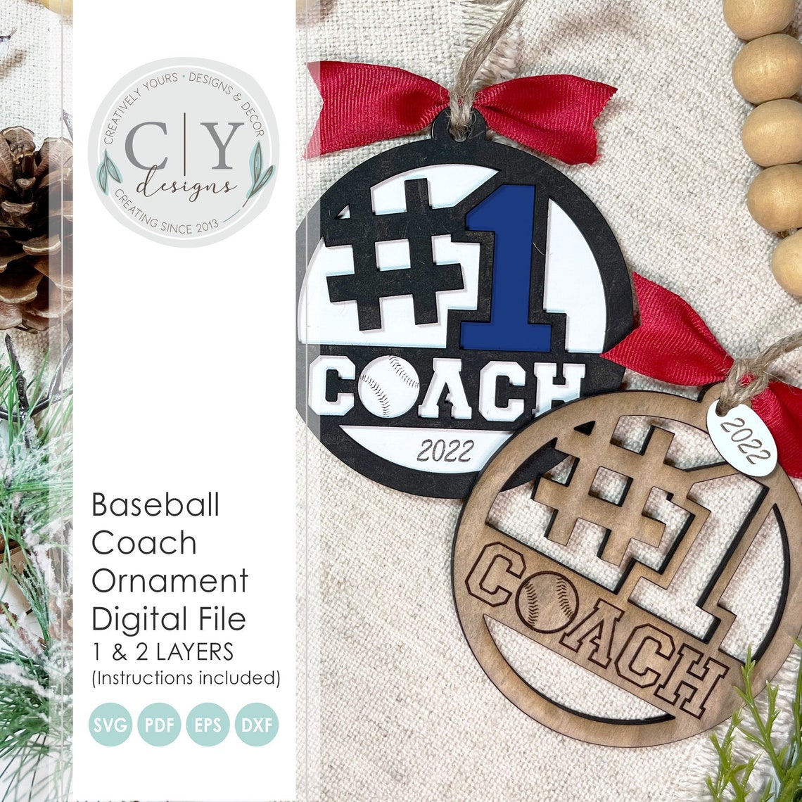 Baseball Coach Ornament File SVG Digital File Laser File Etsy