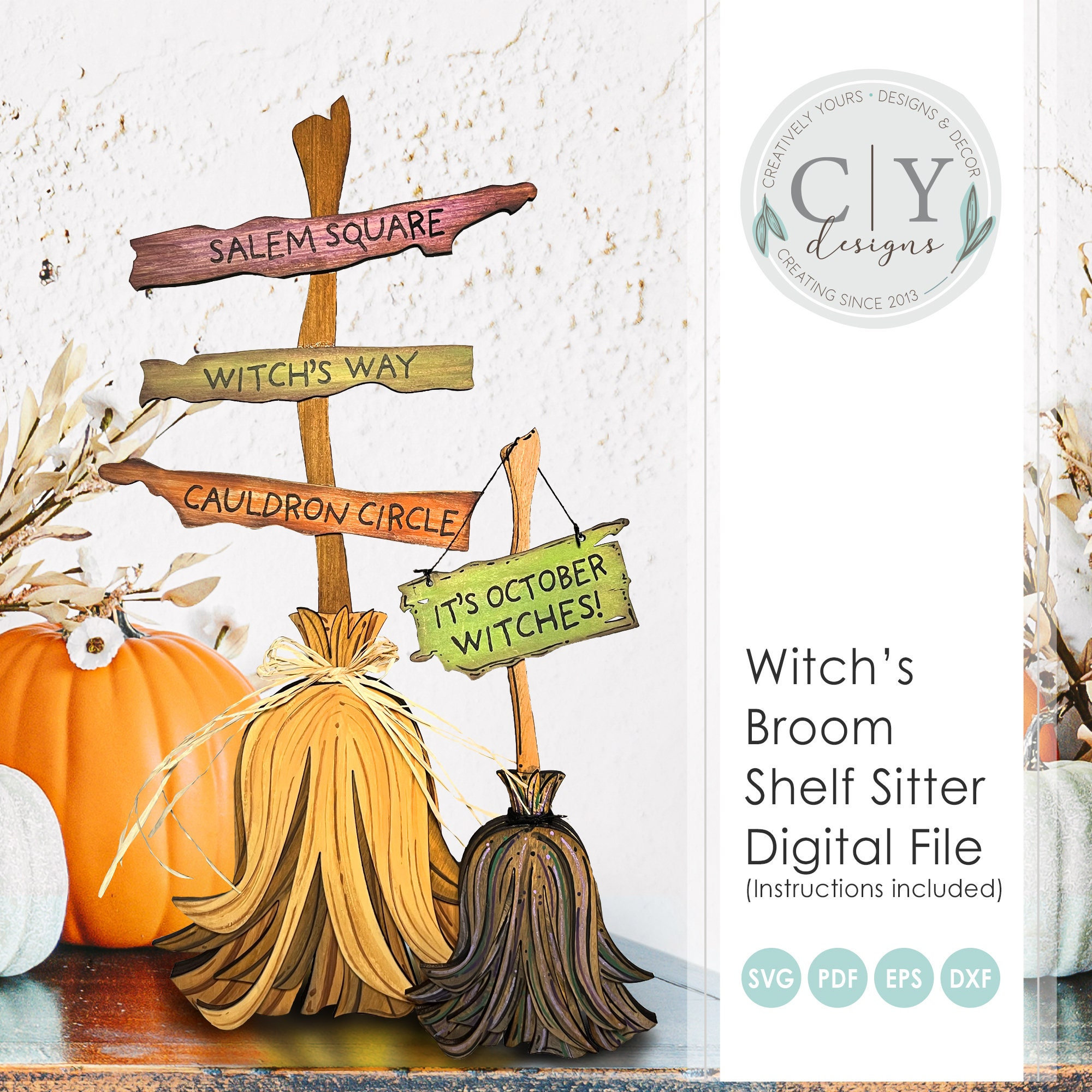 Mini Broom Straw Witch Brooms With Crystal Star Pumpkin Pendant