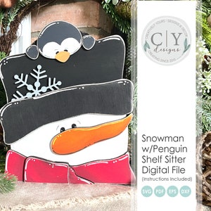 Sneeuwpop plank sitter SVG, pinguïn SVG, laserbestand