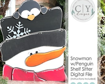 Muñeco de nieve en estante SVG, pingüino SVG, archivo láser