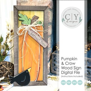 Harvest Pumpkin Crow Sign SVG, Digital File, Laser File