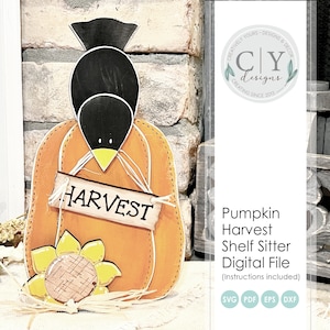 Fall Pumpkin Shelf Sitter, Pumpkin SVG File, Digital File, Laser File