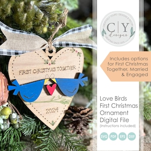 First Christmas Ornament SVG, Married, Engaged, Together Digital File, Laser File
