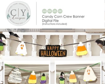 Candy Corn Halloween Banner, SVG File, Digital File, Laser File