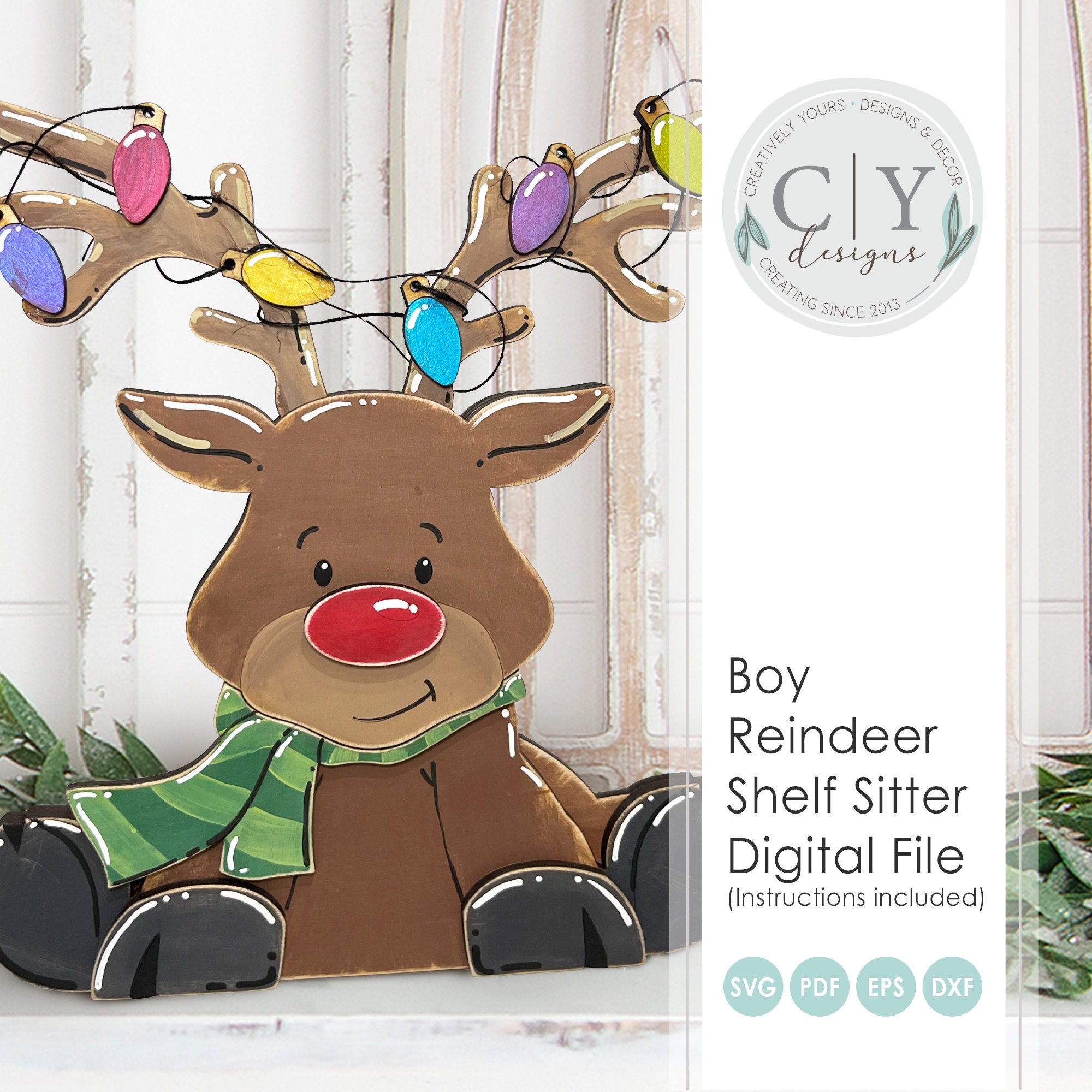 Reindeer BOY Shelf Sitter SVG, Digital File, Laser File