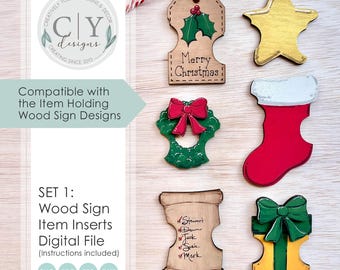 SET 1: Inserts for Item Holding Wood Signs SVG, Digital File, Laser File
