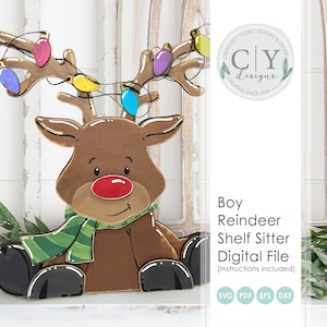 Renna BOY Shelf Sitter SVG, file digitale, file laser
