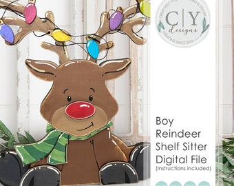 Reindeer BOY Shelf Sitter SVG, Digital File, Laser File