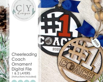 Cheerleading Coach Ornament File, SVG Digital File, Laser File