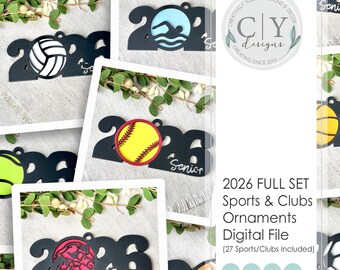 2026 Sports Ornament Bundle Set, Senior Graduate SVG, Digital File, Laser File