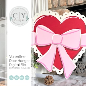 Appendino per porta di San Valentino, cuore SVG, file digitale, file laser, Creatively Yours Designs