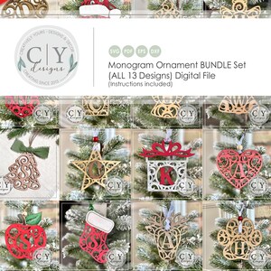 Monogram Ornament BUNDLE Set, SVG, Digital File, Laser File