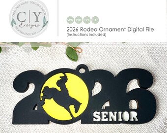 Rodeo-ornament, Senior Graduate 2026 SVG, digitaal bestand, laserbestand