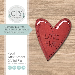 Accesorio de corazón SVG, San Valentín, estante intercambiable, accesorio Country Prim, archivo digital, archivo láser, diseños creativos tuyos