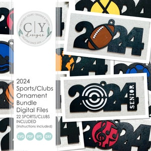 2024 Sports Ornament Bundle SVG, Digital File, Laser File