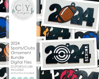 2024 Sports Ornament Bundle SVG, Digital File, Laser File