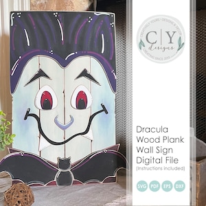 Dracula Wood Plank Sign, Halloween SVG, Laser File