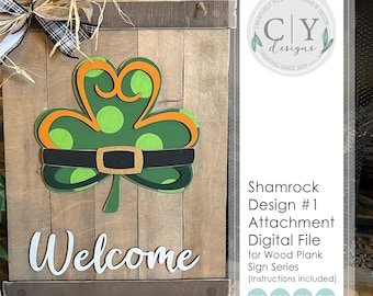Shamrock Attachment SVG, Interchangeable Wood Plank Sign, St. Patrick's Day SVG, Laser File, Creatively Yours Designs