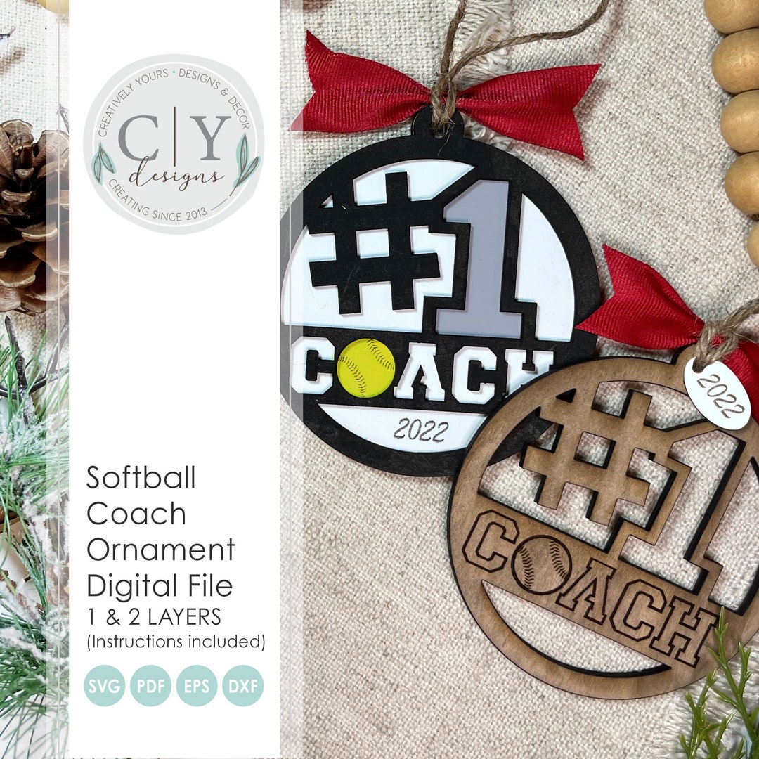 Softball Coach Ornament File SVG Digital File Laser File Etsy